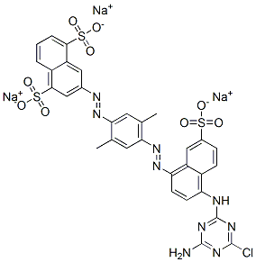 CAS#: 84434-57-1, Trisodium 3-[[4-[[4-[(4-Amino-6-Chloro-1,3,5-Triazin-2-Yl)Amino]-7-Sulphonato-1-Naphthyl]Azo]-2,5-Dimethylphenyl]Azo]Naphthalene-1,5-Disulphonate