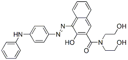 CAS 登录号：84604-36-4， 3-羟基-N,N-二(2-羟基乙基)-4-[[4-(苯基氨基)苯基]偶氮]萘-2-甲酰胺