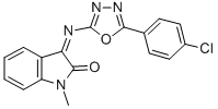 CAS 登录号：84640-79-9， 1-甲基-3-(5-(P-氯苯基)-1,3,4-恶二唑-2-基亚胺)吲哚啉-2-酮