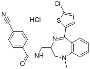 CAS 登录号:84671-58-9, N-((5-(5-氯-2-噻吩基)-2,3-二氢-1-甲基-1H-1,4-苯并二氮杂卓-2-基)甲基)-4-氰基-苯甲酰胺单盐酸盐