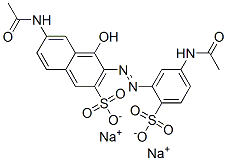 CAS 登录号：84852-31-3， 6-(乙酰氨基)-3-[[5-(乙酰氨基)-2-磺酸基苯基]偶氮]-4-羟基萘-2-磺酸二钠