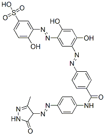 CAS#: 84963-11-1, 3-[[5-[[4-[[[4-[(4,5-Dihydro-3-Methyl-5-Oxo-1H-Pyrazol-4-Yl)Azo]Phenyl]Amino]Carbonyl]Phenyl]Azo]-2,4-Dihydroxyphenyl]Azo]-4-Hydroxybenzenesulphonic Acid