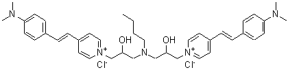 CAS#: 85030-33-7, 1,1'-[(Butylimino)bis(2-hydroxy-3,1-propanediyl)]bis(4-{(E)-2-[4-(dimethylamino)phenyl]vinyl}pyridinium) dichloride