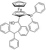 CAS 登录号：851308-43-5， (S)-(-)-[(S)-2-二苯基膦基二茂铁][2-二苯基膦基苯基]甲醇