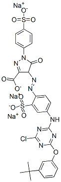 CAS#: 85136-27-2, Trisodium 4-[[4-[[6-(3-Tert-Butylphenoxy)-4-Chloro-1,3,5-Triazin-2-Yl]Amino]-2-Sulphonatophenyl]Azo]-4,5-Dihydro-5-Oxo-1-(4-Sulphonatophenyl)-1H-Pyrazole-3-Carboxylate