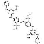 CAS 登录号：85154-00-3， 二钠2,2'-[(E)-1,2-乙烯二基]二{5-[(4-苯胺基-6-甲氧基-1,3,5-三嗪-2-基)氨基]苯磺酸酯}