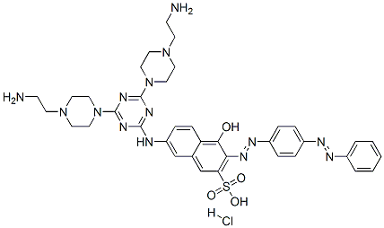 CAS#: 85305-12-0, 7-[[4,6-Bis[4-(2-Aminoethyl)Piperazin-1-Yl]-1,3,5-Triazin-2-Yl]Amino]-4-Hydroxy-3-[[4-(Phenylazo)Phenyl]Azo]Naphthalene-2-Sulphonic Acid Hydrochloride