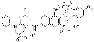 CAS#: 85455-59-0, 7-[[4-Chloro-6-[Phenyl(Sulfomethyl)Amino]-1,3,5-Triazin-2-Yl]Amino]-4-Hydroxy-3-[2-(4-Methoxy-2-Sulfophenyl)Diazenyl]-2-Naphthalenesulfonicacid Sodium Salt (1:3)