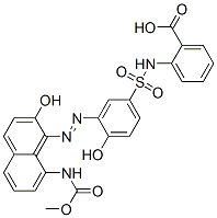 CAS 登录号：85480-80-4， 2-[[[4-羟基-3-[[2-羟基-8-[(甲氧羰基)氨基]-1-萘基]偶氮]苯基]磺酰基]氨基]苯甲酸