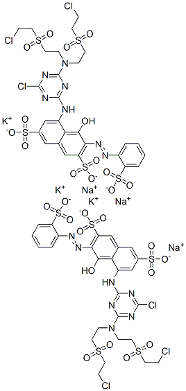CAS#: 85554-62-7, 5-[[4-[Bis[2-[(2-Chloroethyl)Sulphonyl]Ethyl]Amino]-6-Chloro-1,3,5-Triazin-2-Yl]Amino]-4-Hydroxy-3-[(2-Sulphophenyl)Azo]Naphthalene-2,7-Disulphonic Acid, Potassium Sodium Salt