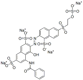 CAS 登录号：85586-40-9， 5-(苯甲酰基氨基)-4-羟基-3-[[1-磺基-6-[[2-(磺基氧基)乙基]磺酰基]-2-萘基]偶氮]萘-2,7-二磺酸钠盐