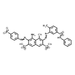 CAS#: 85750-18-1, 4-Amino-5-hydroxy-6-{[2-methyl-5-(phenylsulfamoyl)phenyl]diazenyl}-3-[(4-nitrophenyl)diazenyl]-2,7-naphthalenedisulfonic acid