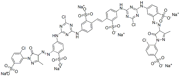 CAS#: 85959-11-1, Hexasodium 4,4-Bis((4-Chloro-6-((3-((1-(2-Chloro-5-Sulphonatophenyl)-4,5-Dihydro-3-Methyl-5-Oxo-1H-Pyrazol-4-Yl)Azo)-4-Sulphonatophenyl)Amino)-1,3,5-Triazin-2-Yl)Amino)Stilbene-2,2-Disulphonate