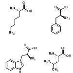 CAS#: 85987-45-7, (2S)-2-amino-3-(1H-indol-3-yl)propanoic acid; (2S)-2-amino-4-methyl-pentanoic acid; (2S)-2-amino-3-phenyl-propanoic acid; (2S)-2,6-diaminohexanoic acid