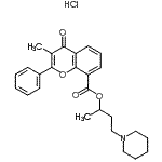 CAS#: 86433-59-2, 4-(1-Piperidinyl)-2-butanyl 3-methyl-4-oxo-2-phenyl-4H-chromene-8-carboxylate hydrochloride (1:1)