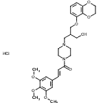 CAS#: 86580-11-2, (2E)-1-{4-[3-(2,3-Dihydro-1,4-benzodioxin-5-yloxy)-2-(hydroxymethyl)propyl]-1-piperazinyl}-3-(3,4,5-trimethoxyphenyl)-2-propen-1-one hydrochloride (1:1)