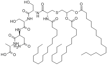 CAS 登录号：87173-03-3， 2,3-二(棕榈酰氧基)-2-丙基-N-棕榈酰-半胱氨酰-丝氨酰-丝氨酰-天冬氨酰胺酰-丙氨酸