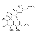 CAS 登录号：87758-52-9， 2,4-二脱氧-1-C-[(2S,4R,6E)-4,6-二甲基-3-氧代-6-壬烯-2-基]-2,4-二甲基-5-[(2S)-3-氧代-2-戊烷基]-alpha-L-吡喃核糖