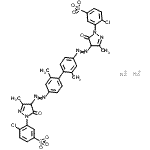 CAS 登录号：89923-60-4， 二钠3,3'-{(2,2'-二甲基-4,4'-联苯二基)二[2,1-二氮烯二基(3-甲基-5-氧代-4,5-二氢-1H-吡唑-4,1-二基)]}二(4-氯苯磺酸酯)
