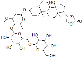 CAS#: 9007-56-1, 3beta-[3-O-Methyl-4-o-(6-o-beta-D-glucopyranosyl-beta-D-glucopyranosyl)-2,6-dideoxy-beta-D-ribo-hexopyranosyloxy]-14-hydroxy-5beta-cardanolide-20(22)-ene
