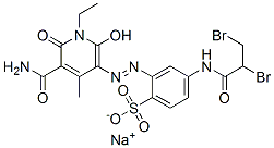 CAS#: 90677-62-6, Sodium 2-[[5-carbamoyl-1-ethyl-1,6-dihydro-2-hydroxy-4-methyl-6-oxo-3-pyridyl]azo]-4-[(2,3-dibromo-1-oxopropyl)amino]benzenesulphonate