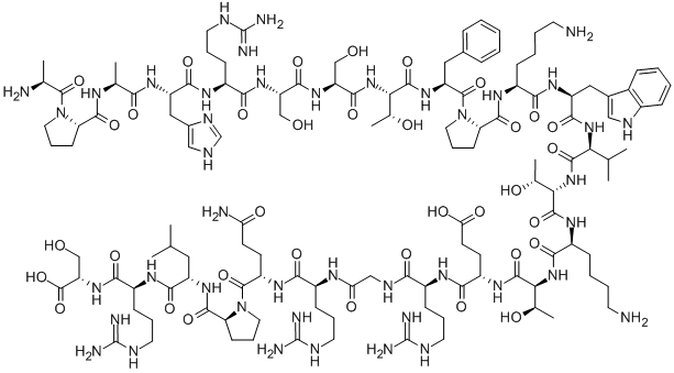CAS 登录号:909409-86-5, L-丙氨酰-L-脯氨酰-L-丙氨酰-L-组氨酰-L-精氨酰-L-丝氨酰-L-丝氨酰-L-苏氨酰-L-苯丙氨酰-L-脯氨酰-L-赖氨酰-L-色氨酰-L-缬氨酰-L-苏氨酰-L-赖氨酰-L-苏氨酰-L-alpha-谷氨酰-L-精氨酰甘氨酰-L-精氨酰-L-谷氨酰胺酰-L-脯氨酰-L-亮氨酰-L-精氨酰-L-丝氨酸