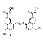 CAS#: 91776-84-0, 1-Ethyl-4-{(1E,3E)-3-[1-ethyl-6-(methoxycarbonyl)-4(1H)-quinolinylidene]-1-propen-1-yl}-6-(methoxycarbonyl)quinolinium iodide