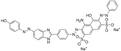 CAS 登录号：93803-37-3， 4-氨基-5-羟基-3-[[4-[5-[(4-羟基苯基)偶氮]-1H-苯并咪唑-2-基]苯基]偶氮]-6-(苯基偶氮)萘-2,7-二磺酸二钠盐