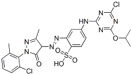 CAS#: 93804-38-7, 4-[[4-Chloro-6-Isopropoxy-1,3,5-Triazin-2-Yl]Amino]-2-[[1-(2-Chloro-6-Methylphenyl)-4,5-Dihydro-3-Methyl-5-Oxo-1H-Pyrazol-4-Yl]Azo]Benzenesulphonic Acid