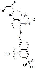CAS#: 93804-41-2, 7-[[2-[(Aminocarbonyl)Amino]-4-[(2,3-Dibromo-1-Oxopropyl)Amino]Phenyl]Azo]Naphthalene-1,3-Disulphonic Acid