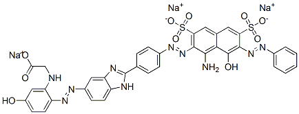 CAS#: 93857-61-5, N-[2-[[2-[4-[[1-Amino-8-Hydroxy-7-(Phenylazo)-3,6-Disulfo-2-Naphthalenyl]Azo]Phenyl]-1H-Benzimidazol-5-Yl]Azo]-5-Hydroxyphenyl]-Glycine Trisodium Salt