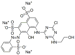 CAS#: 93940-67-1, Trisodium 4-[[4-Chloro-6-[(2-Hydroxyethyl)Amino]-1,3,5-Triazin-2-Yl]Amino]-5-Hydroxy-6-[(2-Sulphonatophenyl)Azo]Naphthalene-1,7-Disulphonate