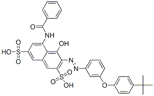 CAS#: 93941-60-7, 5-(Benzoylamino)-3-[2-[3-[4-(1,1-Dimethylethyl)Phenoxy]Phenyl]Diazenyl]-4-Hydroxy-2,7-Naphthalenedisulfonicacid