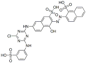CAS 登录号：93942-64-4， 2-[[6-[[4-氯-6-[(3-磺基苯基)氨基]-1,3,5-三嗪-2-基]氨基]-1-羟基-3-磺基-2-萘基]偶氮]萘-1-磺酸