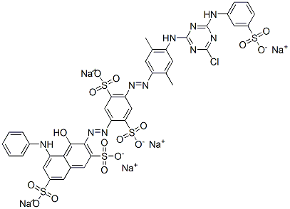 CAS 登录号：93983-23-4， 3-[[4-[[4-[[4-氯-6-[(3-磺酸基苯基)氨基]-1,3,5-三嗪-2-基]氨基]-2,5-二甲基苯基]偶氮]-2,5-二磺酸基苯基]偶氮]-4-羟基-5-(苯基氨基)萘-2,7-二磺酸五钠