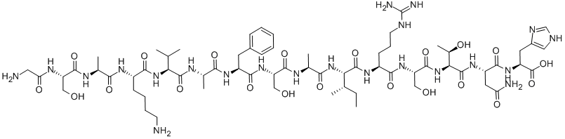 CAS 登录号：94245-80-4， 甘氨酰-L-丝氨酰-L-丙氨酰-L-赖氨酰-L-缬氨酰-L-丙氨酰-L-苯丙氨酰-L-丝氨酰-L-丙氨酰-L-异亮氨酰-L-精氨酰-L-丝氨酰-L-苏氨酰-L-天冬氨酰胺酰-L-组氨酸