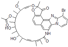 CAS 登录号：95360-35-3， 4-脱氧-3'-溴吡啶并[1',2'-1,2]咪唑并[5,4-c]利福霉素 S