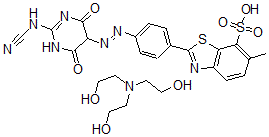 CAS 登录号：96294-16-5， 2-[4-[[2-氰亚氨基六氢-4,6-二氧-5-咪啶基]偶氮]苯基]-6-甲基-7-苯并噻唑磺酸与 2,2',2