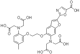CAS#: 96314-98-6, 2-[6-(Bis(carboxymethyl)amino)-5-[2-[2-(bis(carboxymethyl)amino)-5-methyl-phenoxy]ethoxy]-1-benzofuran-2-yl]-1,3-oxazole-5-carboxylic acid