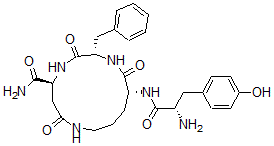 CAS 登录号：96382-72-8， 环(酪氨酰-鸟氨酰-苯基甘氨酰-天冬氨酰胺)