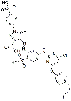 CAS#: 97417-01-1, 4-[[5-[[4-(4-Butylphenoxy)-6-Chloro-1,3,5-Triazin-2-Yl]Amino]-2-Sulphophenyl]Azo]-4,5-Dihydro-5-Oxo-1-(4-Sulphophenyl)-1H-Pyrazole-3-Carboxylic Acid