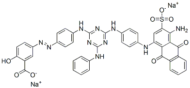 CAS#: 97721-74-9, Disodium 5-[[4-[[4-[[4-[(4-Amino-9,10-Dihydro-9,10-Dioxo-3-Sulphonato-1-Anthryl)Amino]Phenyl]Amino]-6-(Phenylamino)-1,3,5-Triazin-2-Yl]Amino]Phenyl]Azo]Salicylate