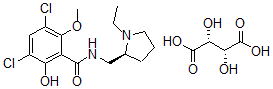 CAS#: 98185-20-7, (S)-(-)-3,5-Dichloro-N-((1-ethyl-2-pyrrolidinyl)methyl)-6-methoxysalicylamide L-(+)-tartrate