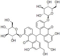 CAS 登录号:99520-79-3, 芦荟大黄素二蒽酮二葡糖苷