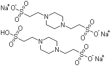 structure of CAS# 100037-69-2, 哌嗪-N,N'-二(2-乙磺酸)倍半钠盐