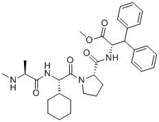 structure of CAS# 1001600-54-9, methyl 1-{(2S)-2-cyclohexyl-2-[(N-methyl-L-alanyl)amino]acetyl}-L-prolyl-beta-phenyl-L-phenylalaninate