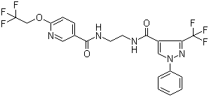 CAS 登录号：1003576-00-8, 6-(2,2,2-三氟乙氧基)-N-[2-[[[1-苯基-3-(三氟甲基)-1H-吡唑-4-基]羰基]氨基]乙基]烟酰胺