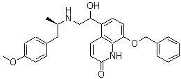 CAS 登录号：100429-06-9, 5-[(1R)-1-羟基-2-[[(1R)-2-(4-甲氧基苯基)-1-甲基乙基]氨基]乙基]-8-(苄氧基)-2(1H)-喹啉酮