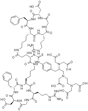 CAS 登录号：1004322-97-7, 5,5'-[N-[[[4-[2-[二(羧甲基)氨基]-3-[[2-[二(羧甲基)氨基]乙基](羧甲基)氨基]丙基]苯基]氨基]硫代甲酰]-L-谷氨二酰基]双[环(L-精氨酰甘氨酰-L-alpha-天冬氨酰-D-苯丙氨酰-L-赖氨酰)]