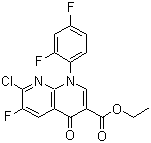 structure of CAS# 100491-29-0, Ethyl 1-(2,4-difluorophenyl)-7-chloro-6-fluoro-4-oxopyridino[2,3-b]pyridine-3-carboxylate